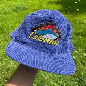 VTG blue Colorado corduroy flat brimmed hat